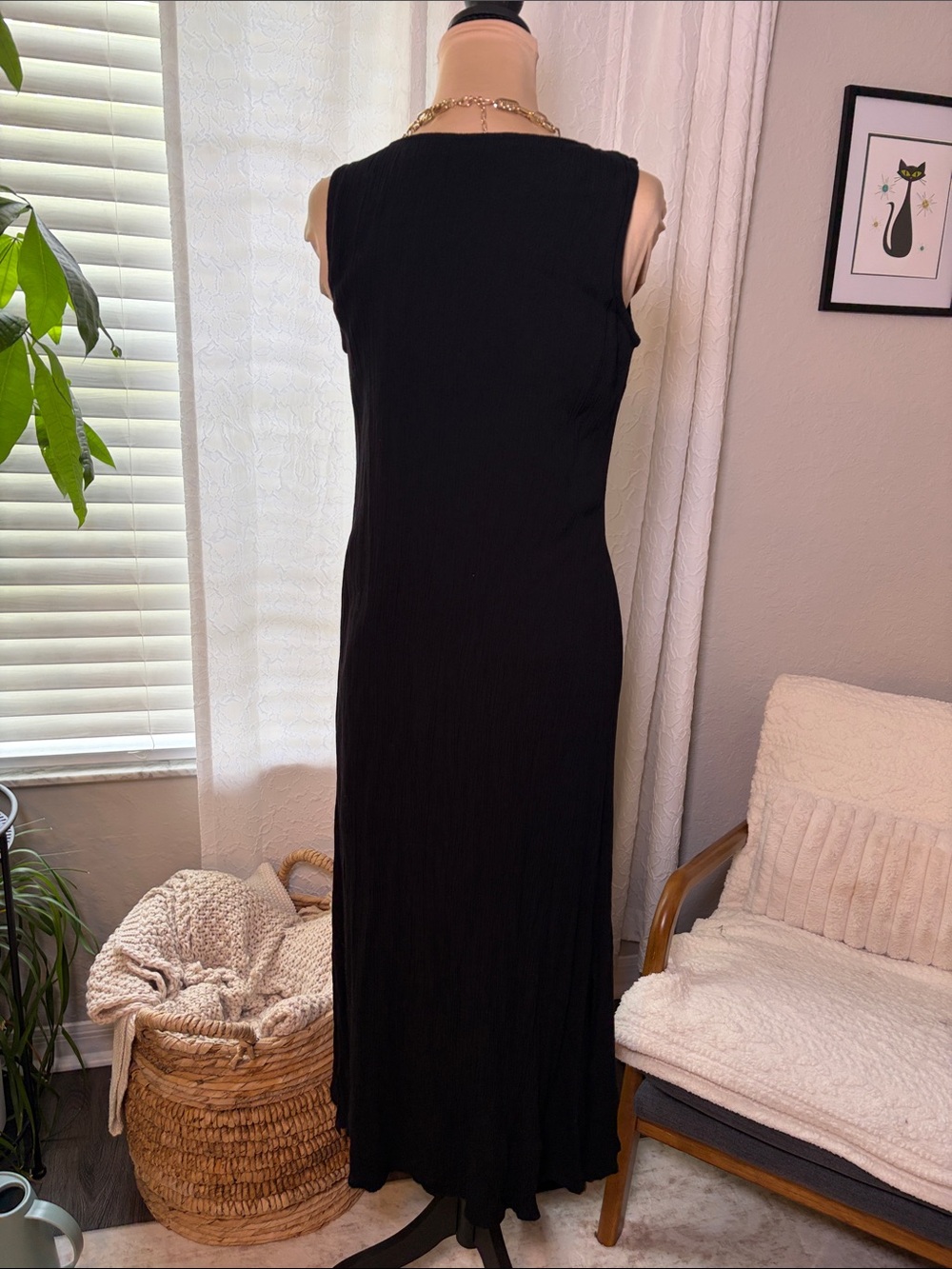 Soft Surroundings sleeveless maxi dress black crepe size petite extra small - Picture 7 of 9